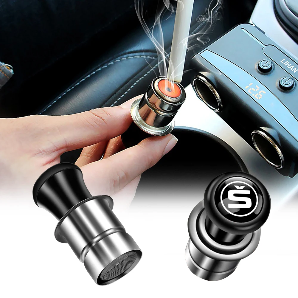 For Skoda S Octavia 2 Rapid Fabia Superb Kodiaq Scala Karoq Kamiq 12V Metal Car Cigarette Lighter Plug Power Socket Plug Adapter