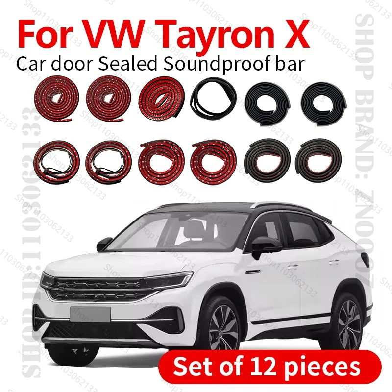 

Для VW Tayron X MQB B уплотнительная лента для двери автомобиля, резиновая двухслойная уплотнительная лента, звукоизоляционная лента, пылезащитная уплотнительная лента, набор из 12 шт.