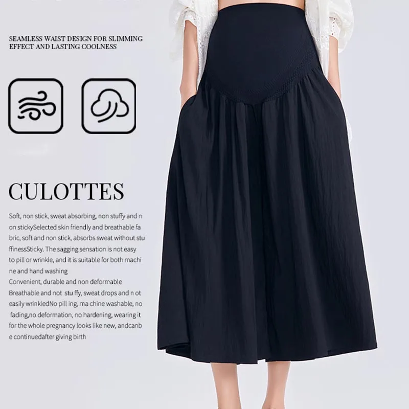 Summer Maternity A-Line Skirt-Pants Casual Maternity Skirt-Pants New Arrival Maternity Wide-Leg Skirt-Pants