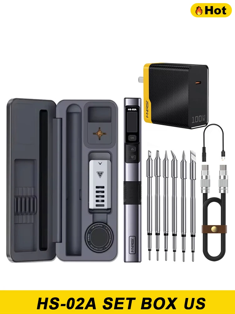 FNIRSI HS-02 Soldering Iron Smart Sleep IPS Color Display Screen 100-450℃ Soldering Rework Station PD100W Portable Repair Tool image 3