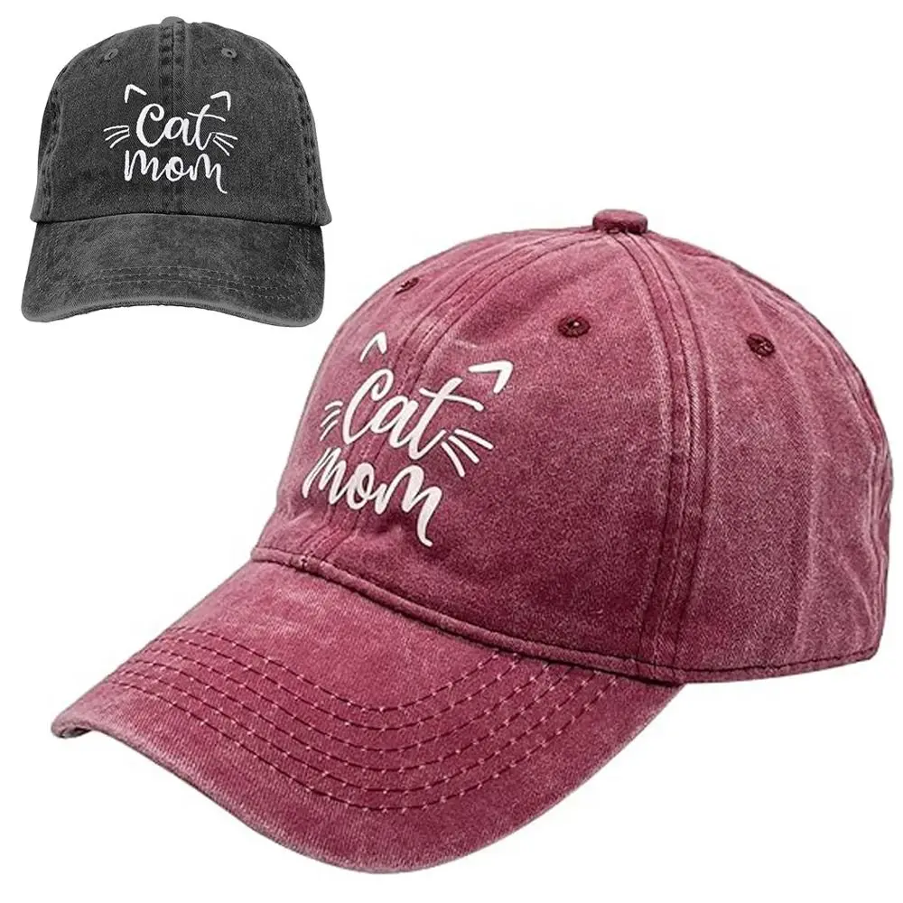 

Retro cat mom Embroidery Baseball Cap Washed Cotton Adjustable Baseball Hats Sunscreen Hats For Women