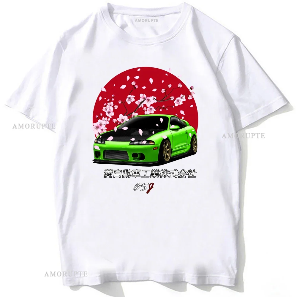 

New Summer Men Short Sleeve Evo Eclipse Green SunRise Edition Old School JDM T-Shirt Fashion Hip Hop Boy Casual Tops White Tees