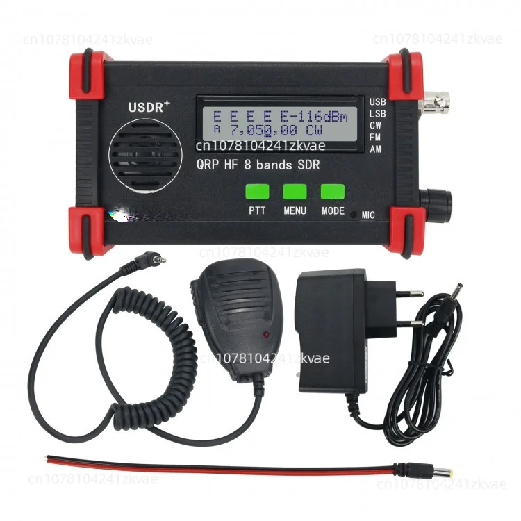 USB, LSB, CW, AM, FM .SSB .HF QRP Transceiver + Battery + Mic + Charger USDR USDX PLUS 5W 8 Band SDR All Mode