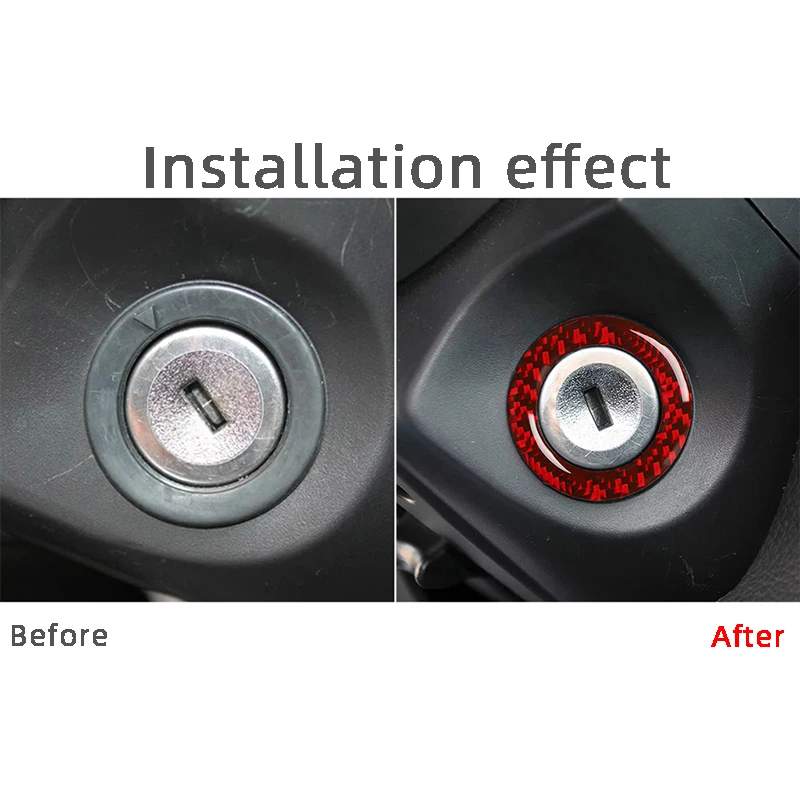 ثقب المفتاح حلقة الكسوة ألياف الكربون أعواد تزيين ملصقات السيارات لفورد موستانج 2009-2013 الملحقات الداخلية #3