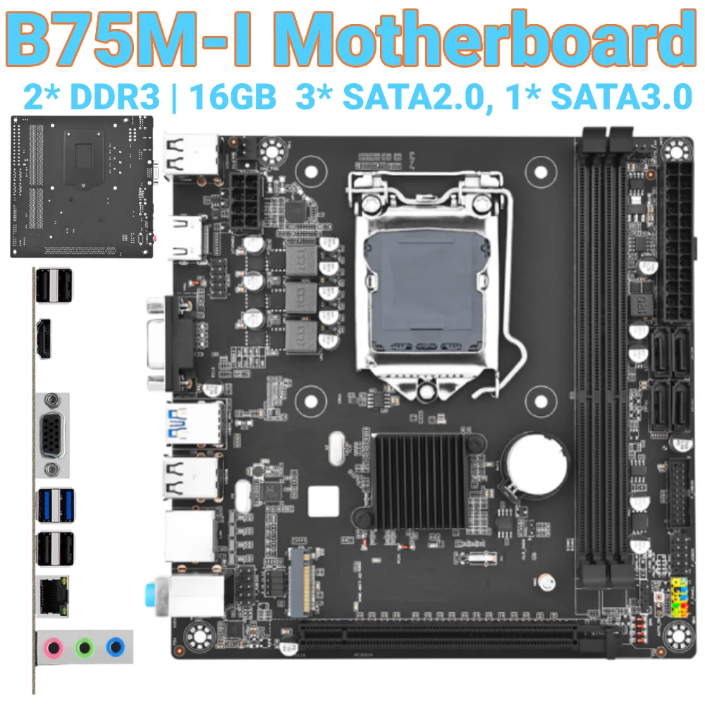 

B75M-I Материнская плата LGA 1155, материнская плата компьютера DDR3, основная плата компьютера M.2 NVME со слотом для видеокарты Pci-E 3,0 X16