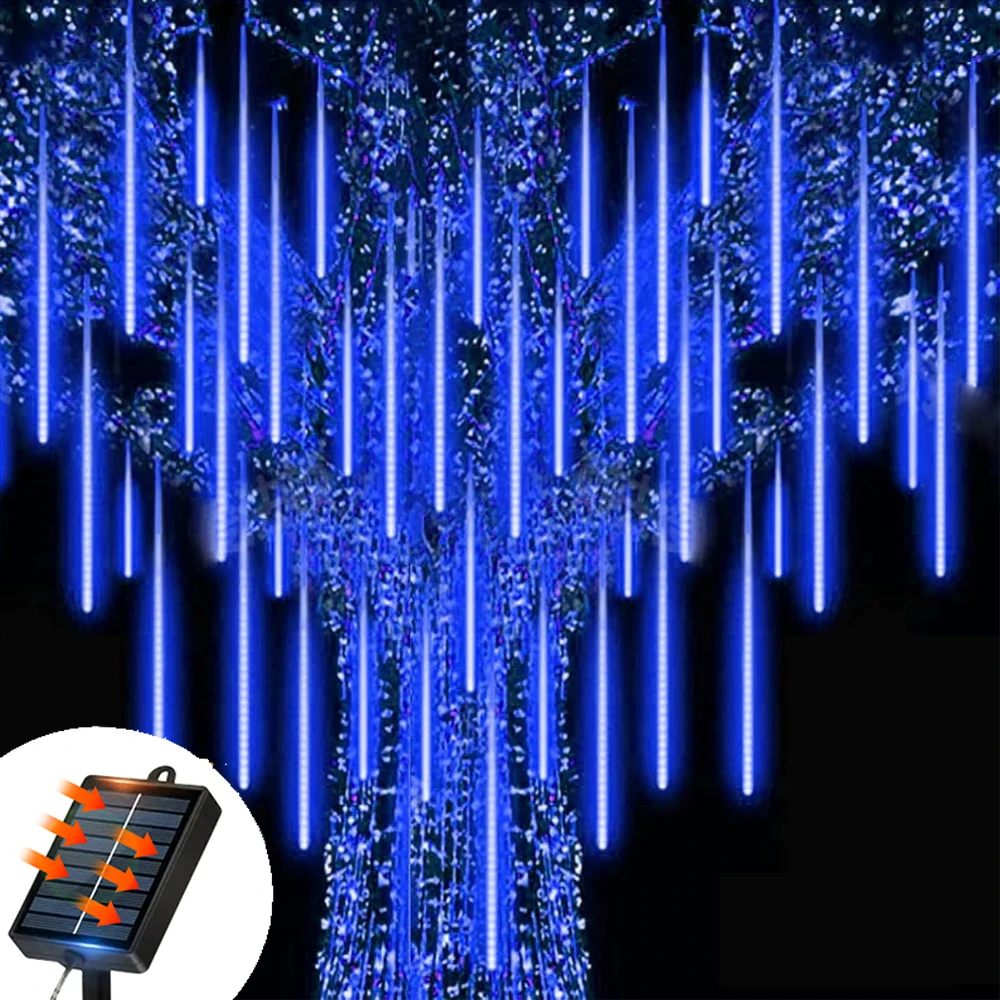 

8 Tubes Solar Meteor Rain Lights String 50cm 288 LEDs Holiday Atmosphere Lights Outdoor Waterproof Wedding Party Decoration Lamp