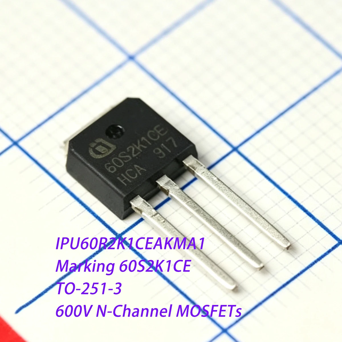 10PCS IPU60R2K1CEAKMA1 Marking 60S2K1CE TO-251-3 600V 3.7A 2.1Ω@10V 38W N-Channel NEW Original Field-Effect Transistor MOSFETs