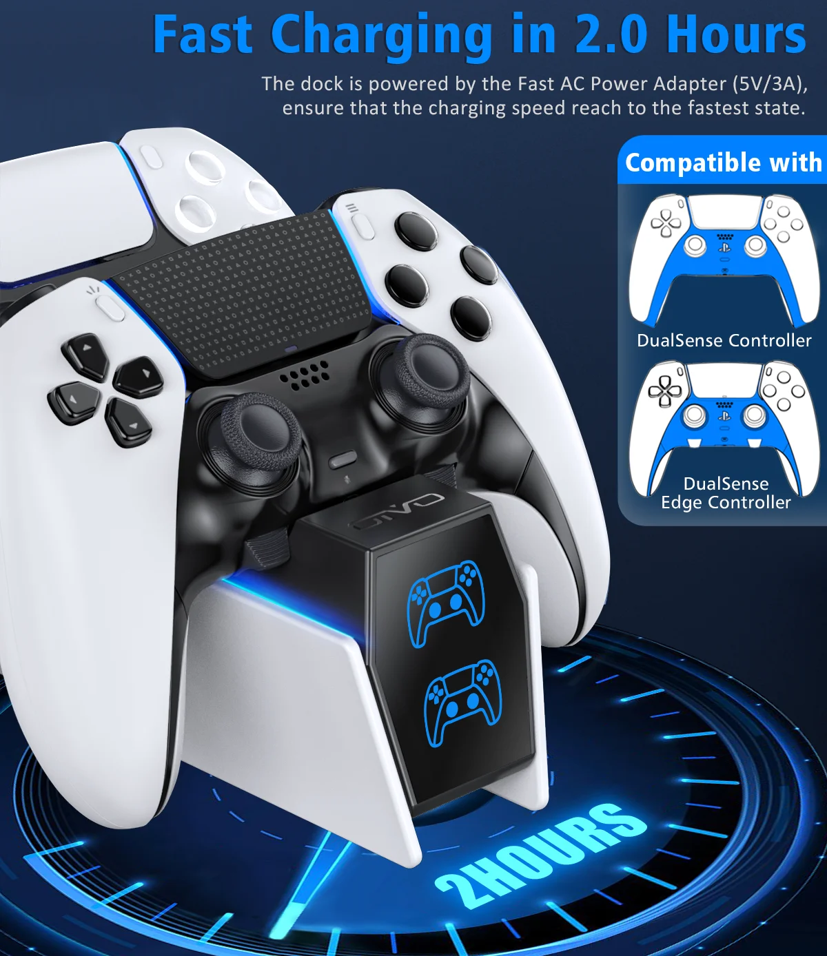 For PS5 Charging Station Controller Charger Station Replacement Dual Sense for Playstation 5 Controller Charging Dock Station