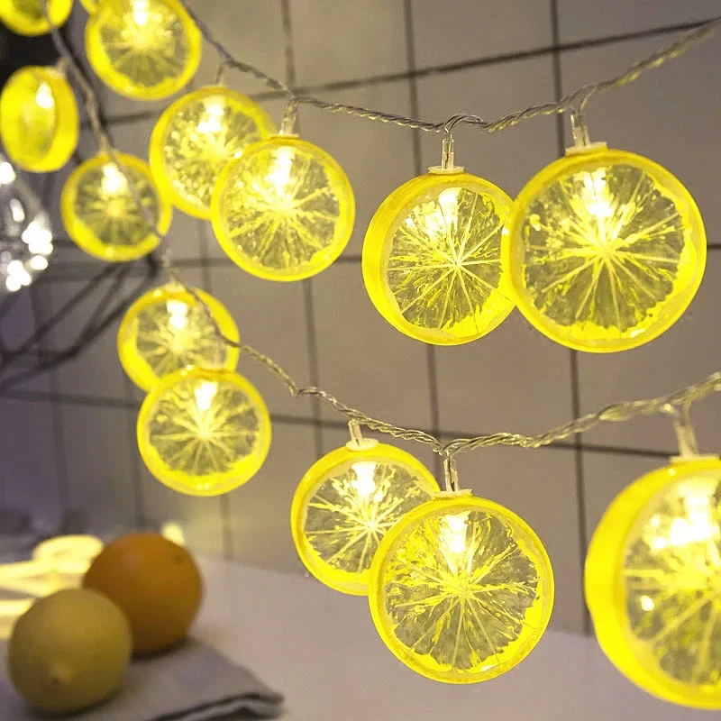 LED Lemon Garland Orange Slices String Light Yard Wedding Home Party Bedroom Decoration Battery Lamps Holiday Lighting