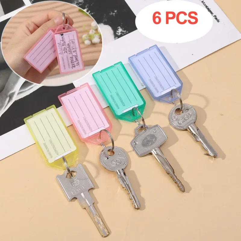 

DIY Plastic Classification Card Key Tags Multi-color Transparent Hotel Office Classification Keychains Marking Number Key Plate