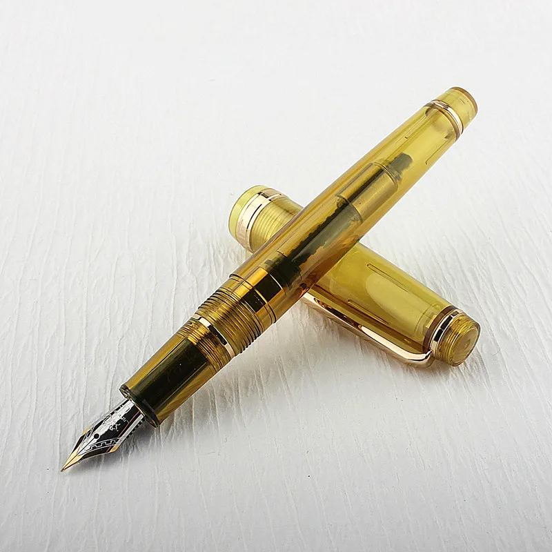 Imagem -04 - Jinhao-caneta-tinteiro com Canetas de Tinta Transparência Dourado ef f m Nib Escritório Comercial Material Escolar 82