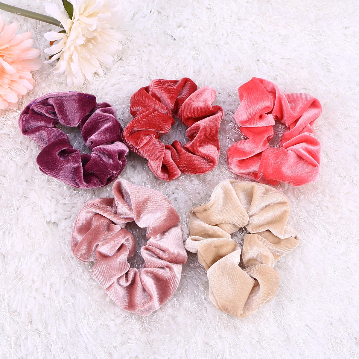 

5 Pcs Hair Ties Curls Scrunchies for Girls Rope Ponytail Holders Bands
