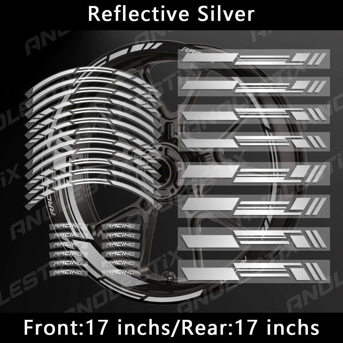 Reflektierende Motorrad-Radaufkleber, Nabenaufkleber, Felgenstreifen, 43,2 cm, für Yamaha, Honda, Kawasaki, Suzuki, BMW, KTM, Husqvarna, Triumph