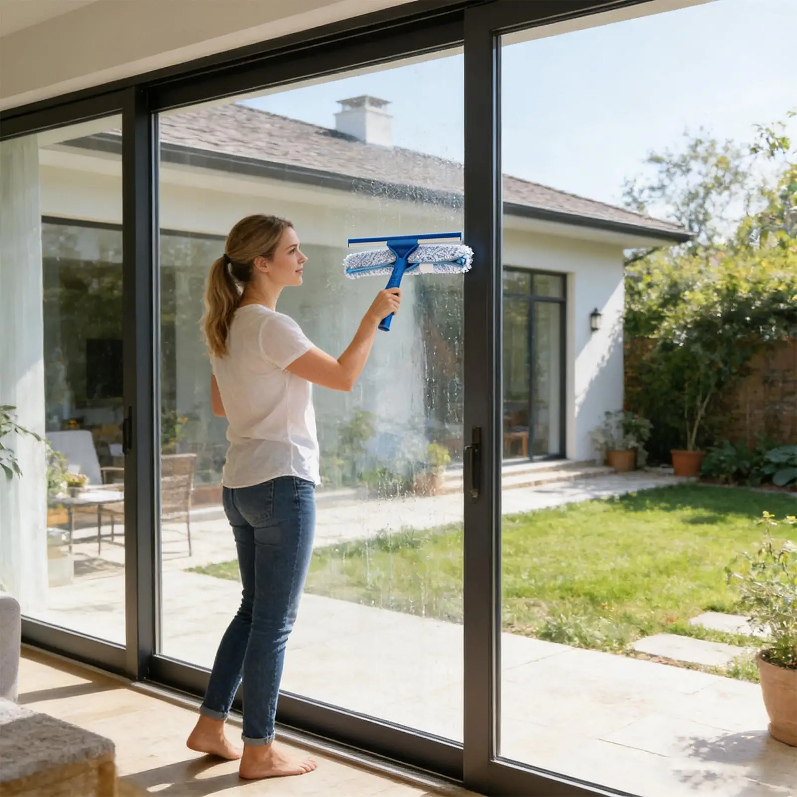 

Стеклоочиститель со съемной тканевой насадкой для безупречной очистки, для стеклянных дверей, для дома, кухни, ванной, автомобиля, офиса