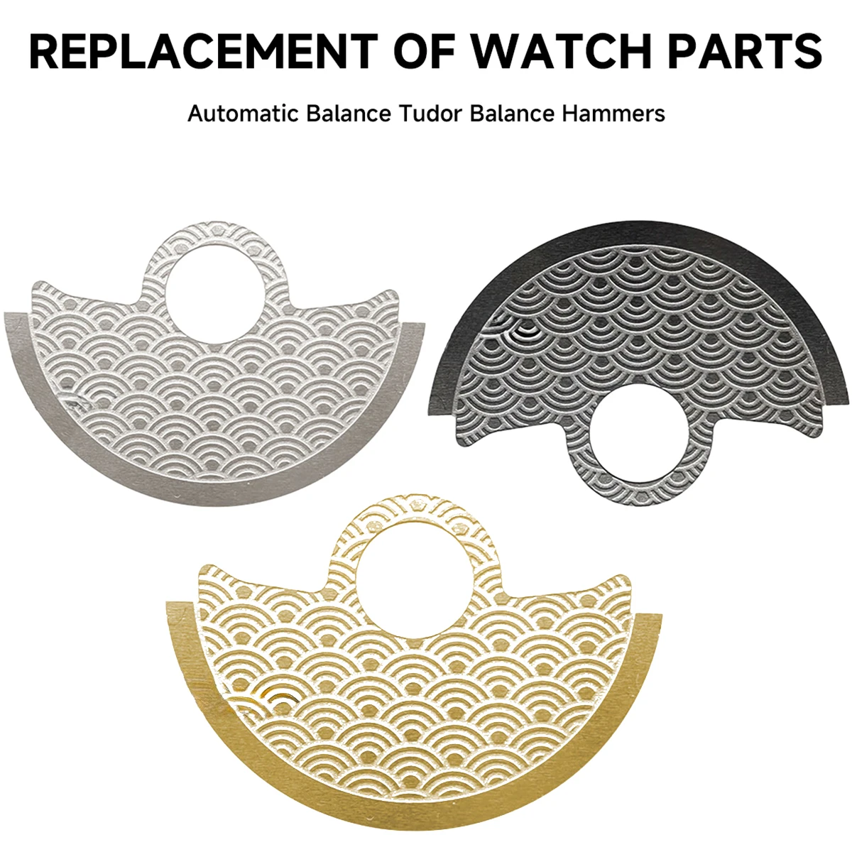 Waveパターン自動ハンマーローター、メタルパッチ、The iko 4r35、4r36、nh35、nh36ムーブメント、skx007ウォッチ、movt、Retrofitパーツに適合
