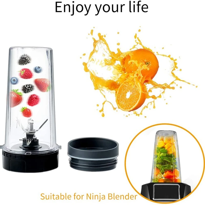 A83X-16 OZ Cup With Two Lids,6 Fins Blade For Ninja,Blender Replacement Parts Accessories For Ninja BL660 BL770 BL740 Blender