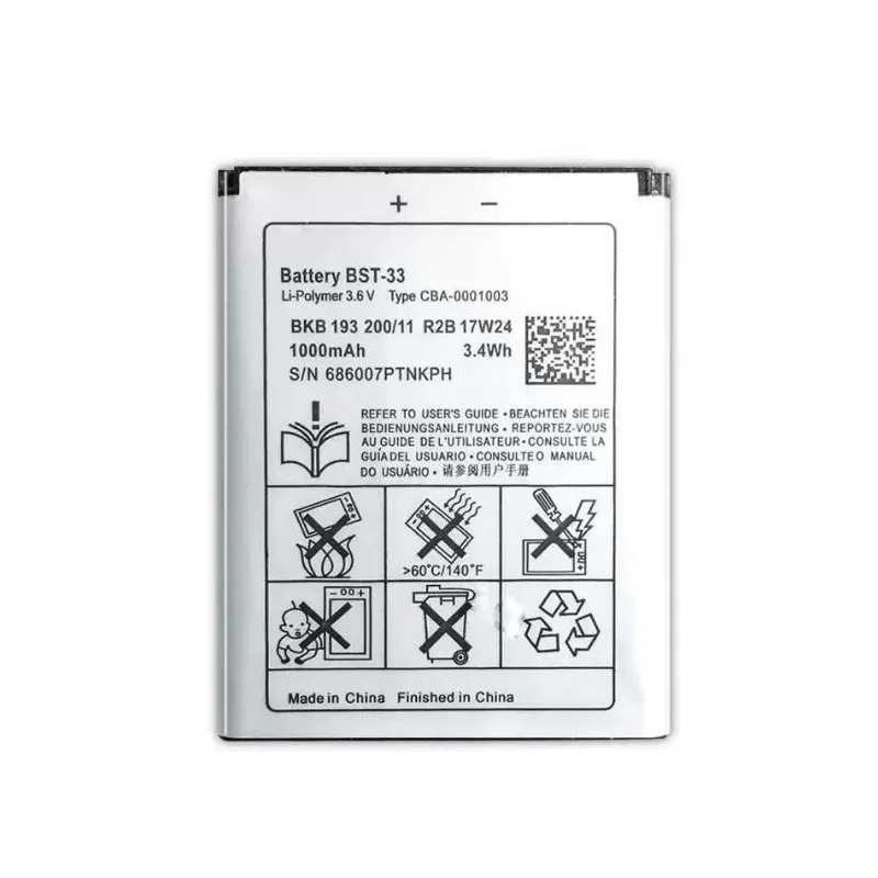 3.6V 1000mAh BST-33 BST 33 Battery Replacement for Sony Ericsson K800 I SATIO T700 T715 U1 W880I K810I W100I
