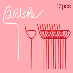 1 Juego de pajitas para despedida de soltera, pajita para beber con forma de corazón de amor, decoración de boda, despedida de soltera, suministro para fiesta, regalo de novia para equipo