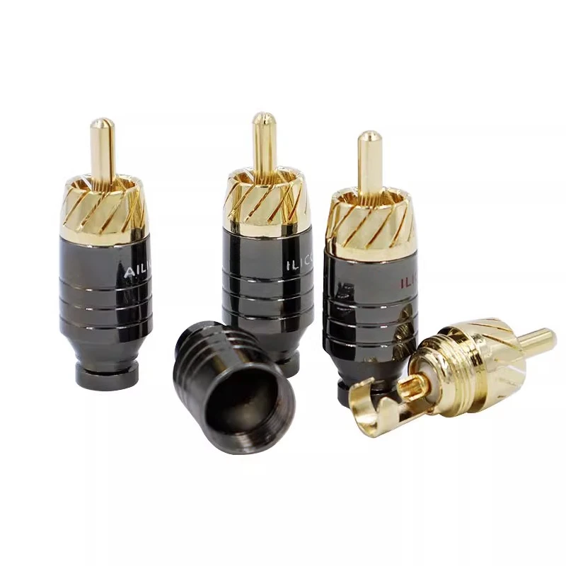 

4Pcs Luxury Soldering RCA Plug Jack Connector Speaker Audio Output/Input Adapter Plug Gold plated Earphone connector jack