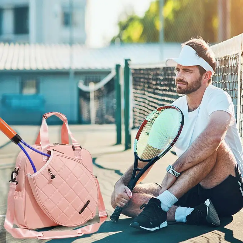 Impermeável Crossbody Tennis Racket Bag, Saco multifuncional para adulto, Alça ajustável para fitness ao ar livre