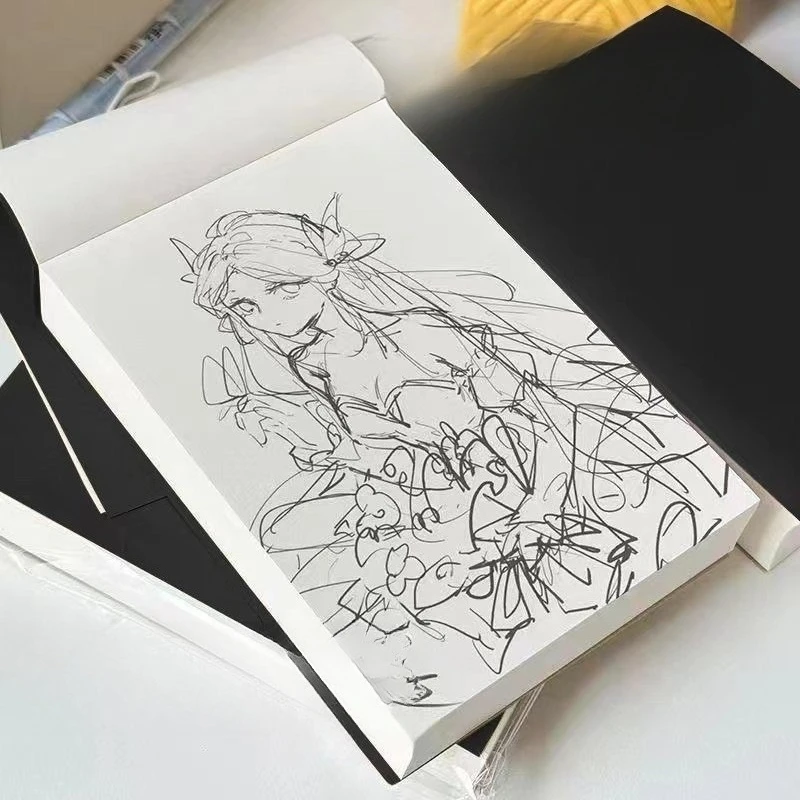 Black Craft Ultra Thick Flip Up Back Blank Draft Notebook Memo Pad DIY Retro The Kraft Paper Blank Memo Pad Sketch Book Notepad