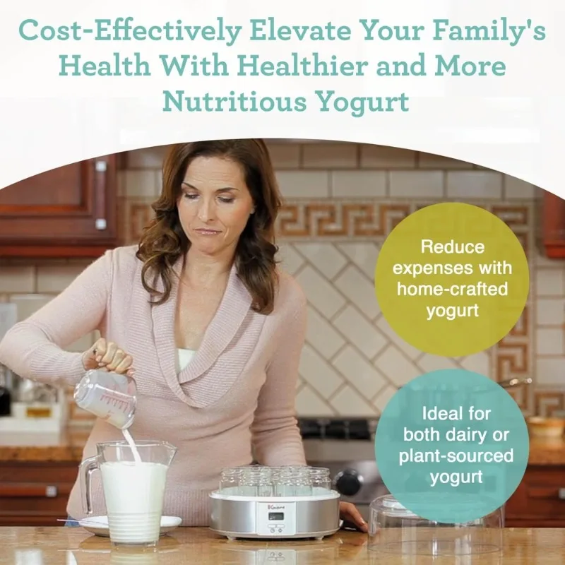 Automatic Digital Yogurt Maker Machine with 7 Glass Jars 6oz Timer Control Lids