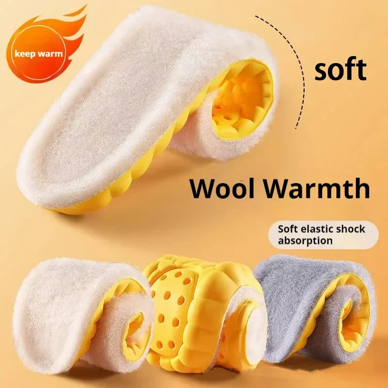 Winter Warme Plüsch Einlegesohlen Baumwolle Verdickte Warme Schuheinlagen Stoßdämpfende Sohle Komfortable Nicht-slip Schuh Pads 1 Paar
