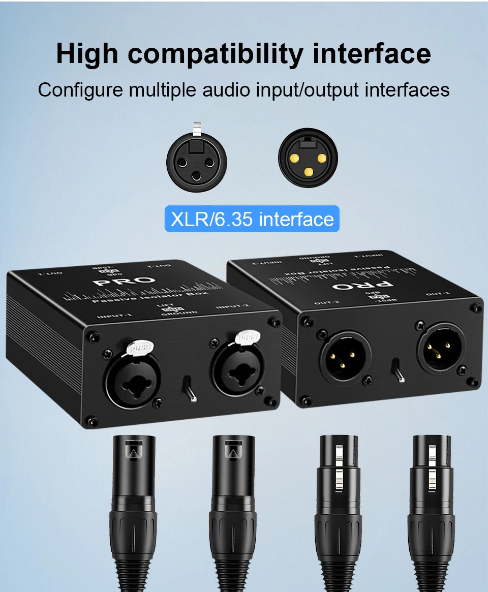 TITAK XLR Erdungsfilter Permalloy Audio-Isolator Stromunterdrücker XLR 6,35mm für Mikrofonmischer Live-Soundkarte Gerät – Detail 3