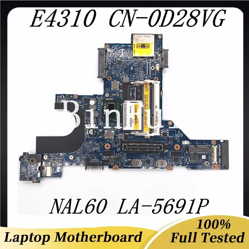 CN-0D28VG 0D28VG D28VG Mainboard For DELL E4310 Laptop Motherboard NAL60 LA-5691P W/I5-580M CPU HM55 DDR3 100% Full Working Well