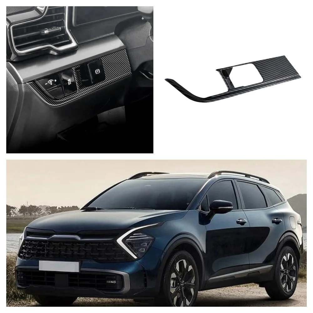 

Налобный фонарь для KIA Sportage NQ5 2022 2023 LHD, передние фары, панель переключателя, наклейка, углеродное волокно, налобный фонарь, кнопка, отделка, Стайлинг