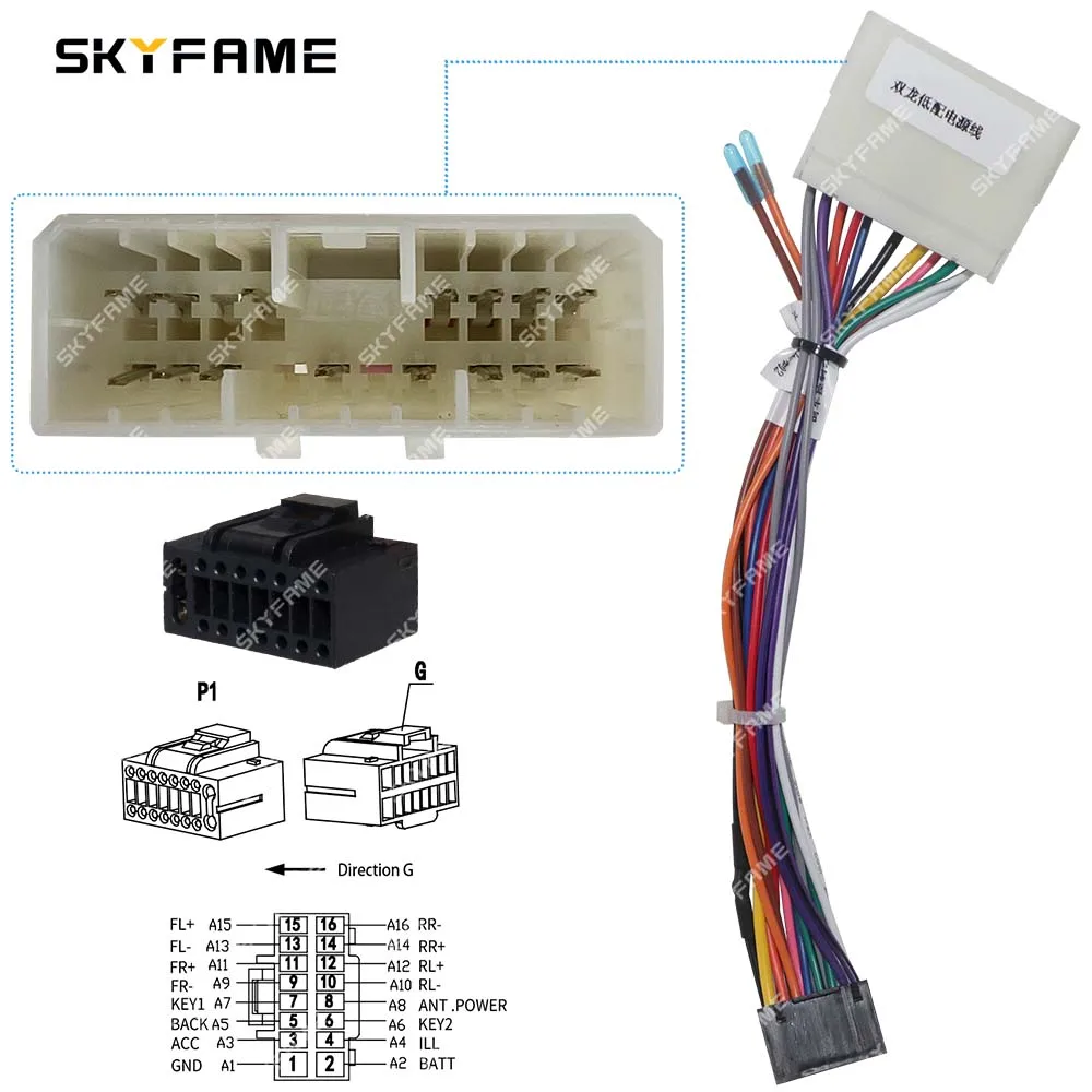 SKYFAME سيارة 16pin الأسلاك تسخير محول فك أندرويد راديو كابلر الطاقة ل سانج يونج بويك شيفروليه