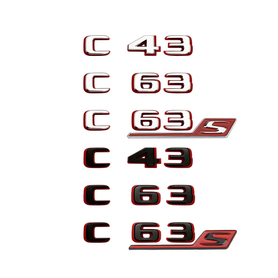 2024 New style Two tone Letters Numbers Emblem C43 C63 C63s for Mercedes Benz AMG Car Fender Trunk Rear W205 W206 Logo Sticker 