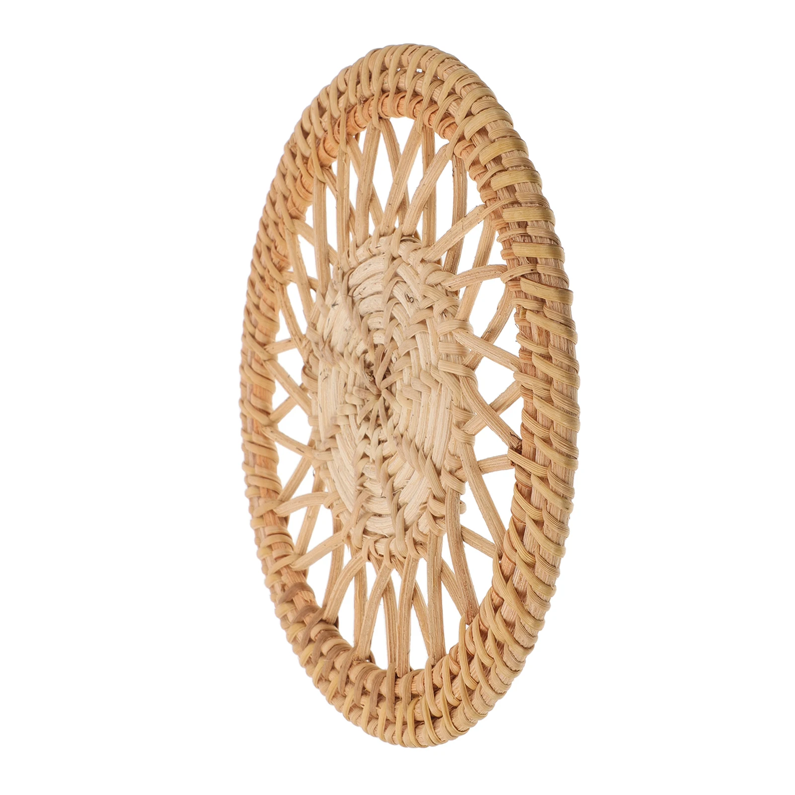 

Rattan Coasters Handmade Dining Table Decor Anti-scald Mat Place Mats Small Round Inthand-woven Desk Decoration