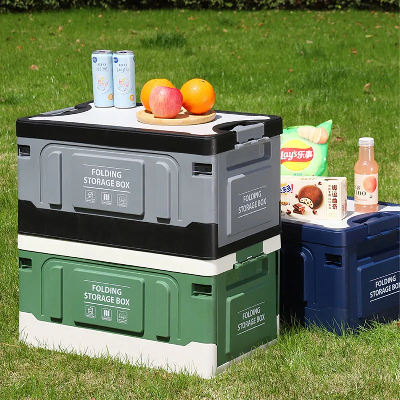 

Автомобильный складной ящик для хранения, органайзер для хранения багажника, уличный с крышкой, портативный складной ящик большой емкости для кемпинга, домашнего офиса