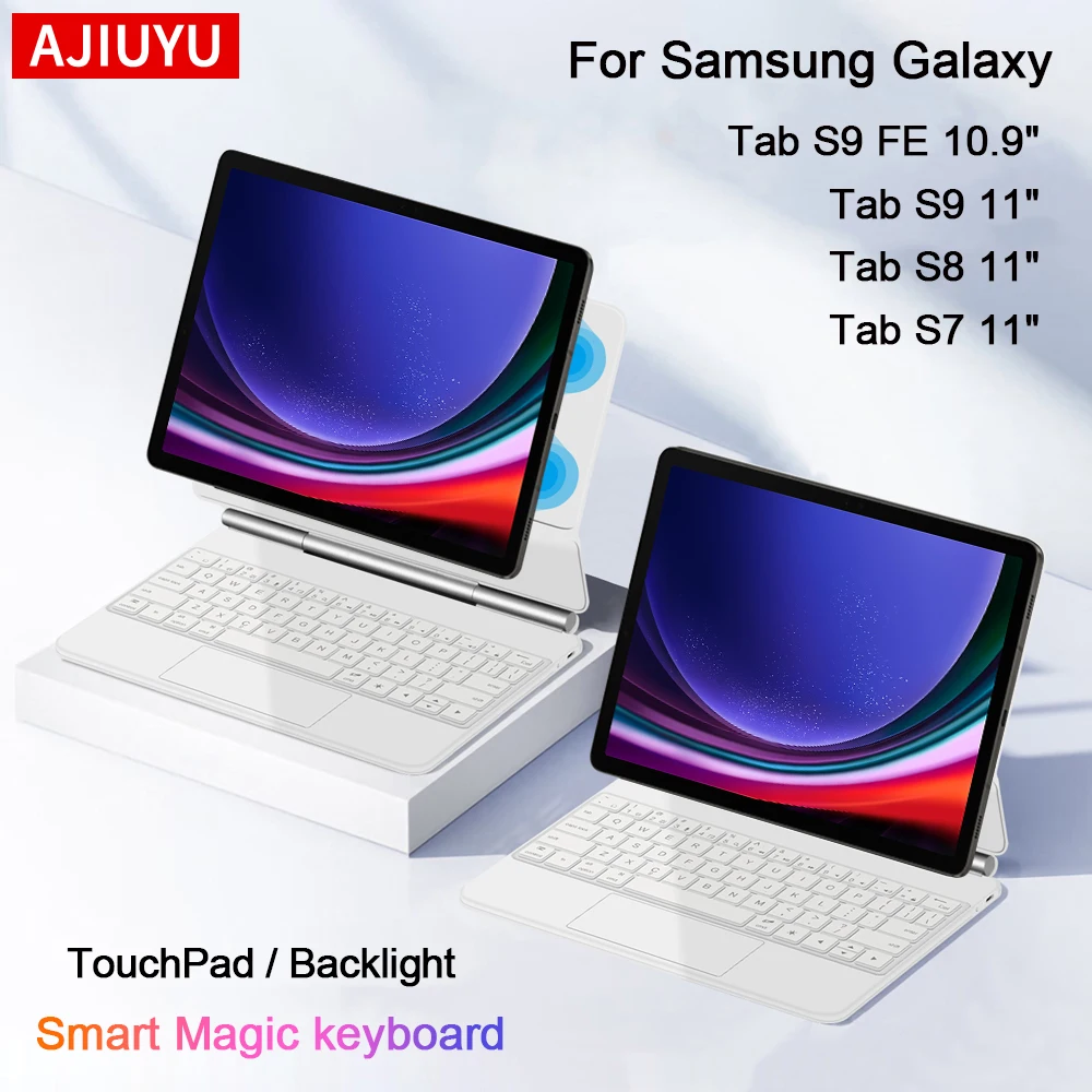 AJIUYU Magic Backlight Keyboard Folio For Samsung Galaxy Tab S9 FE 10.9