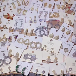 10/20Pairs/Lot Zircon Inlay 925 Silver Needle Copper Women's Earrings Korean Version Mixed Style Fashion Elegant Earring Jewelry