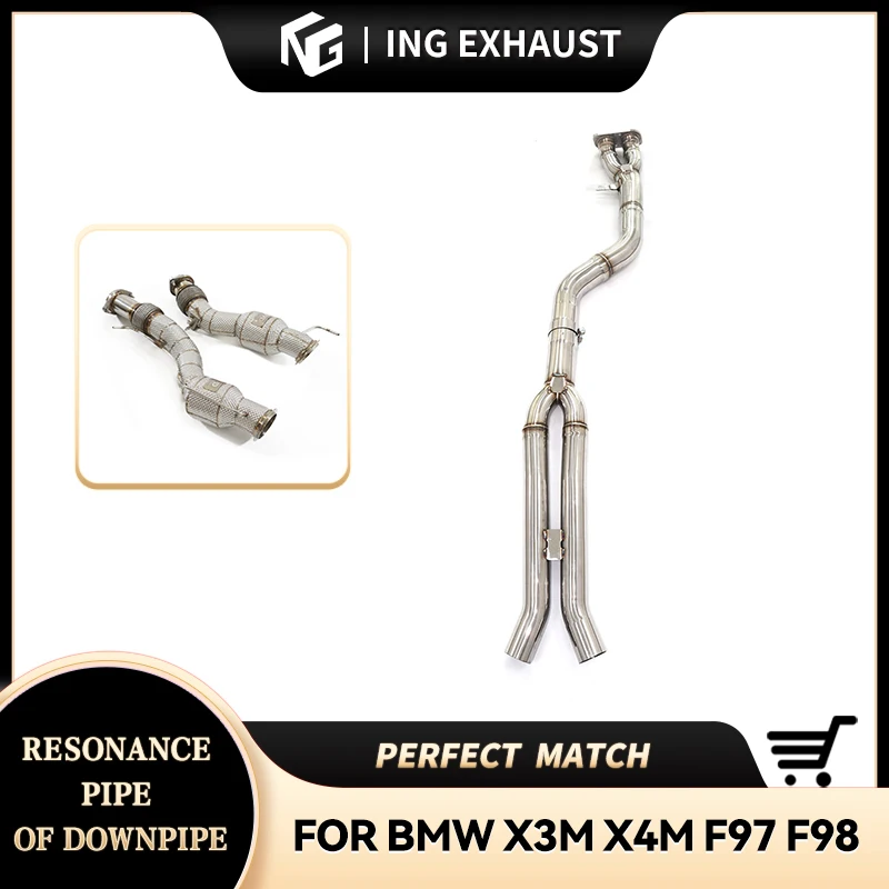 

Средняя труба из нержавеющей стали + выхлопная система водосточной трубы, обновление автомобильных аксессуаров для BMW X3M X4M F97 F98 G01 G02