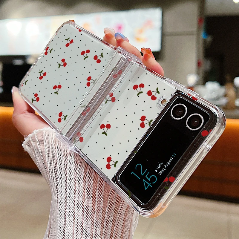 Niedliche Handyhülle mit großem Kirschdruck für Samsung Galaxy Z Flip7 FE 8 7 6 5 4 3, harte, klare Falthülle für Samsung Z Flip8 Flip6 – Detail 14