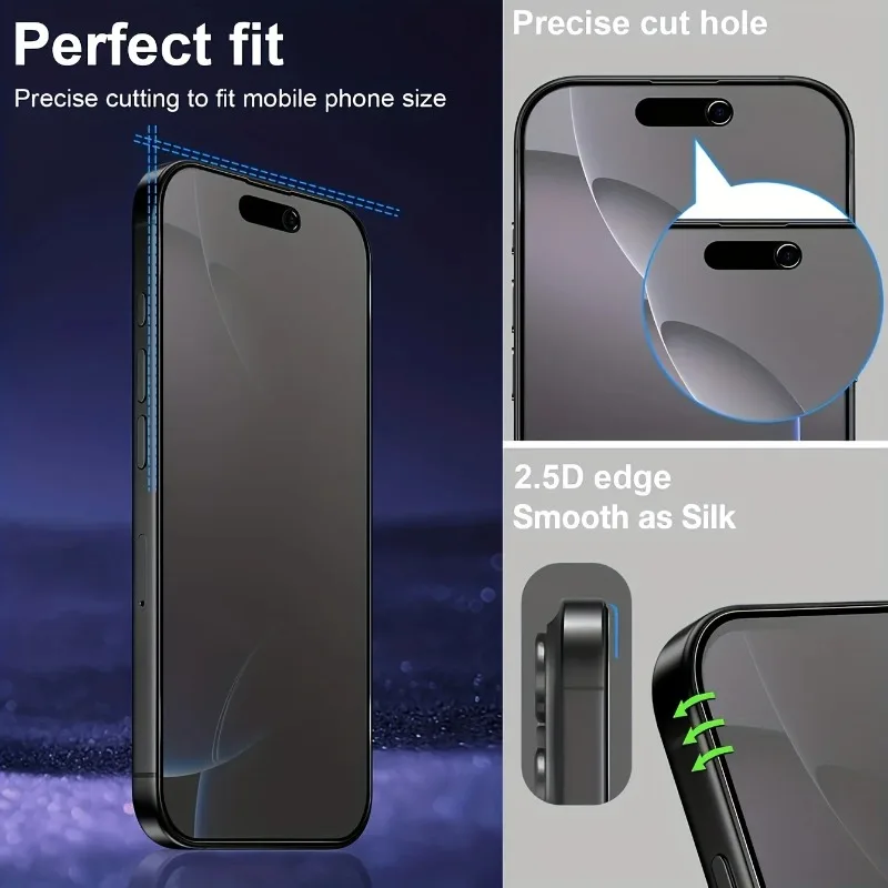 4PCS Protector de pantalla de privacidad de cerámica mate para iPhone 17 16 15 14 13 12 11 Pro Max Antiespía Antirrayas Antihuellas 3