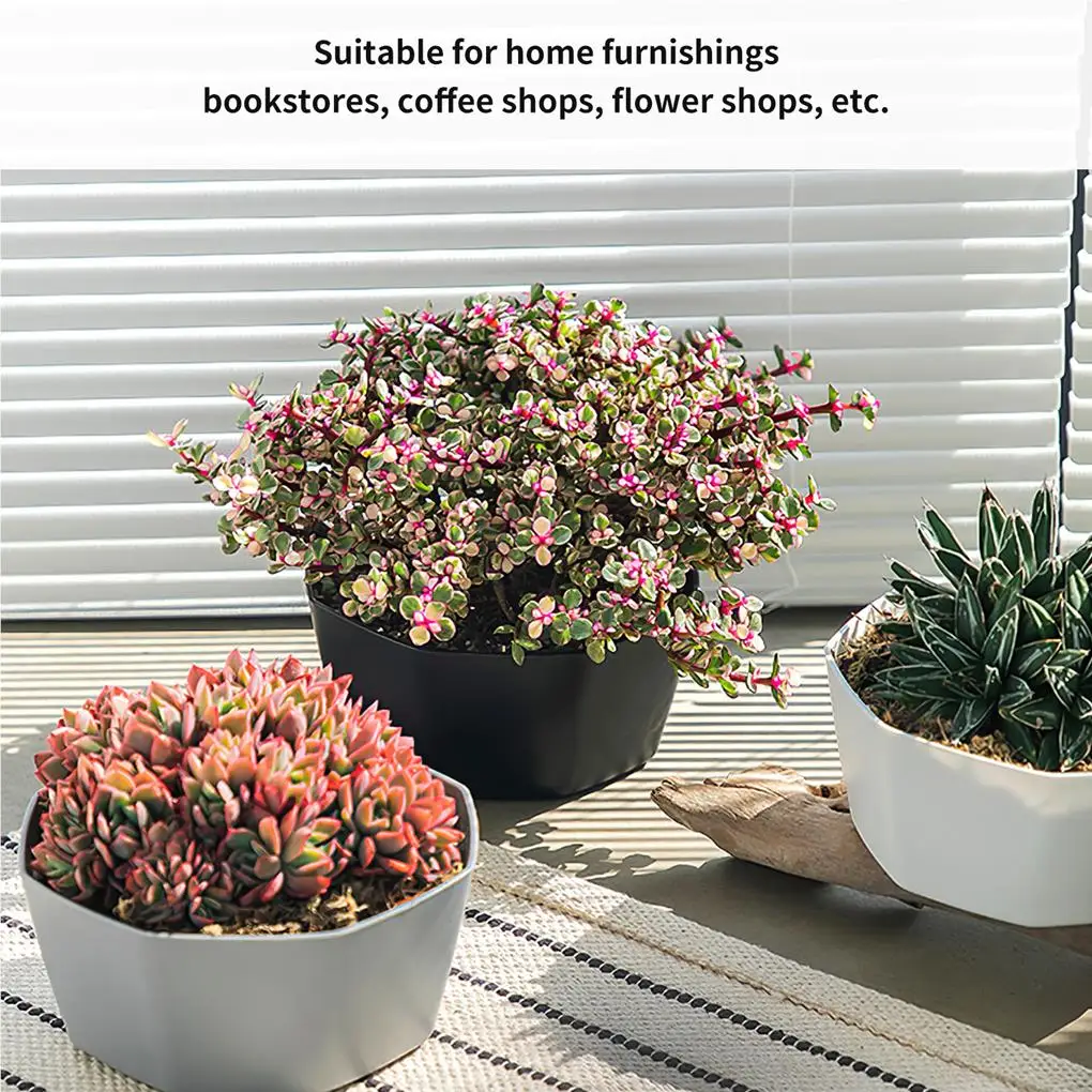 Succulent Planters with Tray Plastic Personality Decorations Flower Pot Large-caliber Style Plants Container Yellow