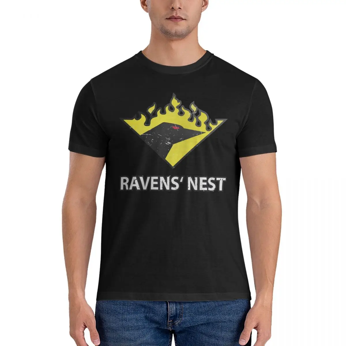 Men Raven's Nest T Shirts Armored Core 100% Cotton Tops Creative Short Sleeve Round Neck Tee Shirt Summer T-Shirt