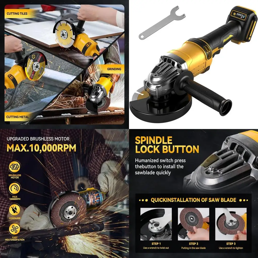 

20V 125mm 10,000RPM Cordless Angle Grinder with 3-Speed, M14 Spindle, Metal Spark Guard (Battery and Disc Not Included)
