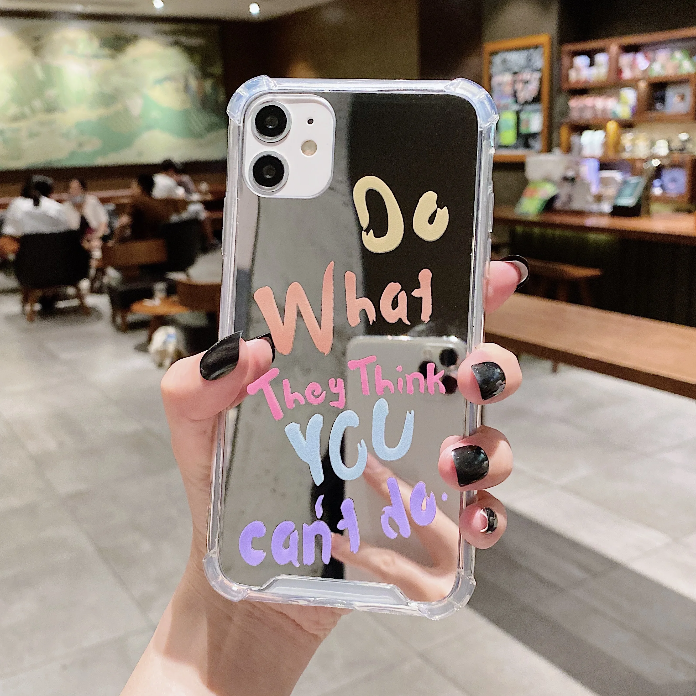 Text Graffiti Phone Case For iPhone 15 14 13 12 11 Pro Max Mirror Phone Cases For iPhone 11 Xr 7 8 Plus