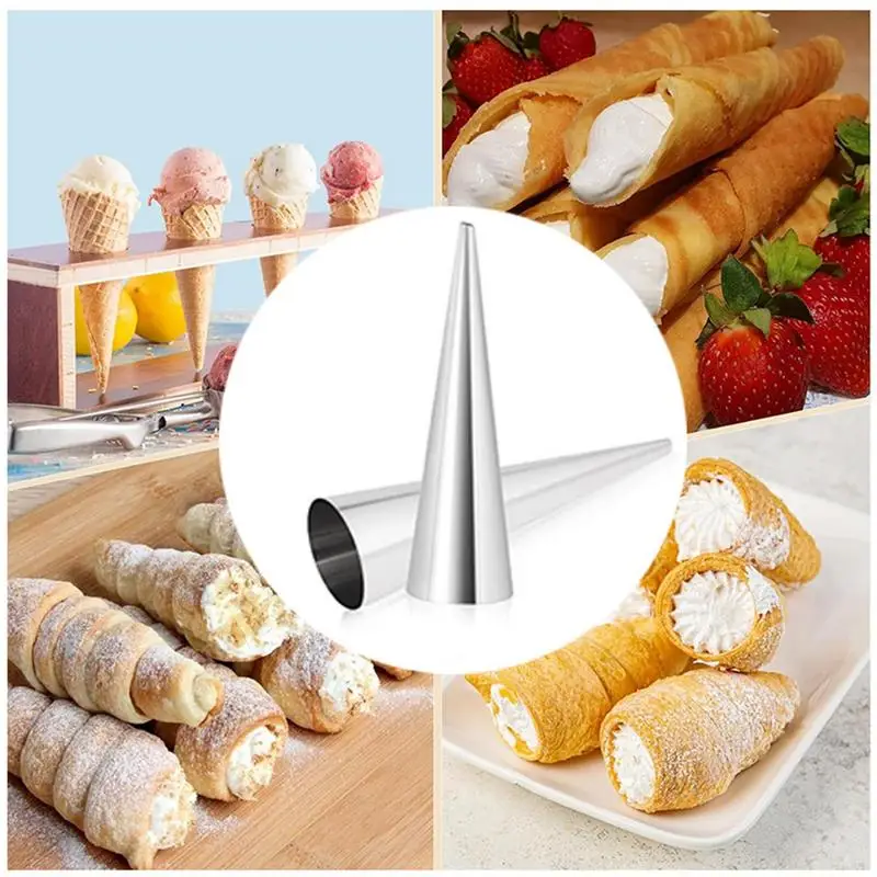 Moule en corne de cuisson en acier inoxydable, cornes à crème antiadhésives, moule padramatique, formes de cuisson de croissant, 6 pièces