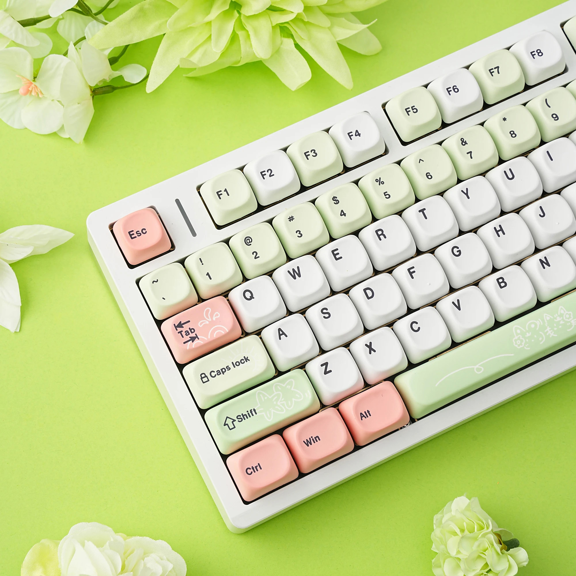 Klawisze Moa 7U Alice Layout PBT Watermelon, klawisze spacji do klawiatur mechanicznych, kompatybilne z rosyjskimi, koreańskimi, hiszpańskimi, niemieckimi i francuskimi układami. — zdjęcie produktu 6