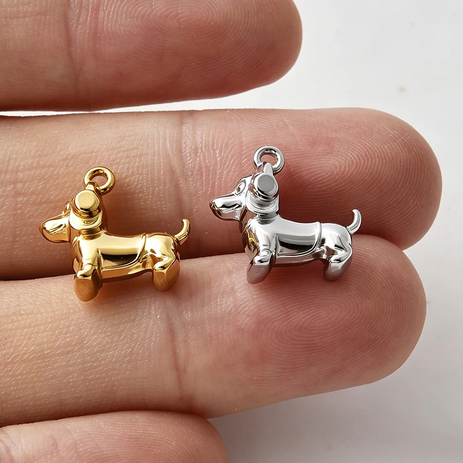 5 Stück Niedliche Tier-Serie Anhänger Hund Vogel Vergoldet 3D Edelstahl Charms für DIY Schmuckzubehör im Ofen Wasserdicht – Detail 10