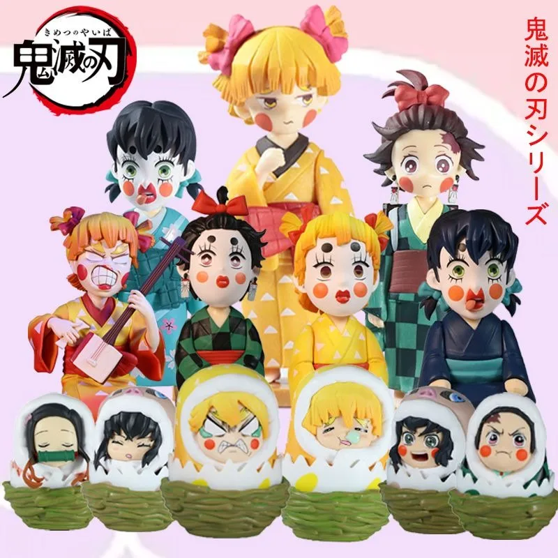 Demon Slayer Tanjiro Kamado Agatsuma Zenitsu Hashibira Inosuke Model Toys Anime Peripherals Cartoon Cute Ornaments Garage Kits