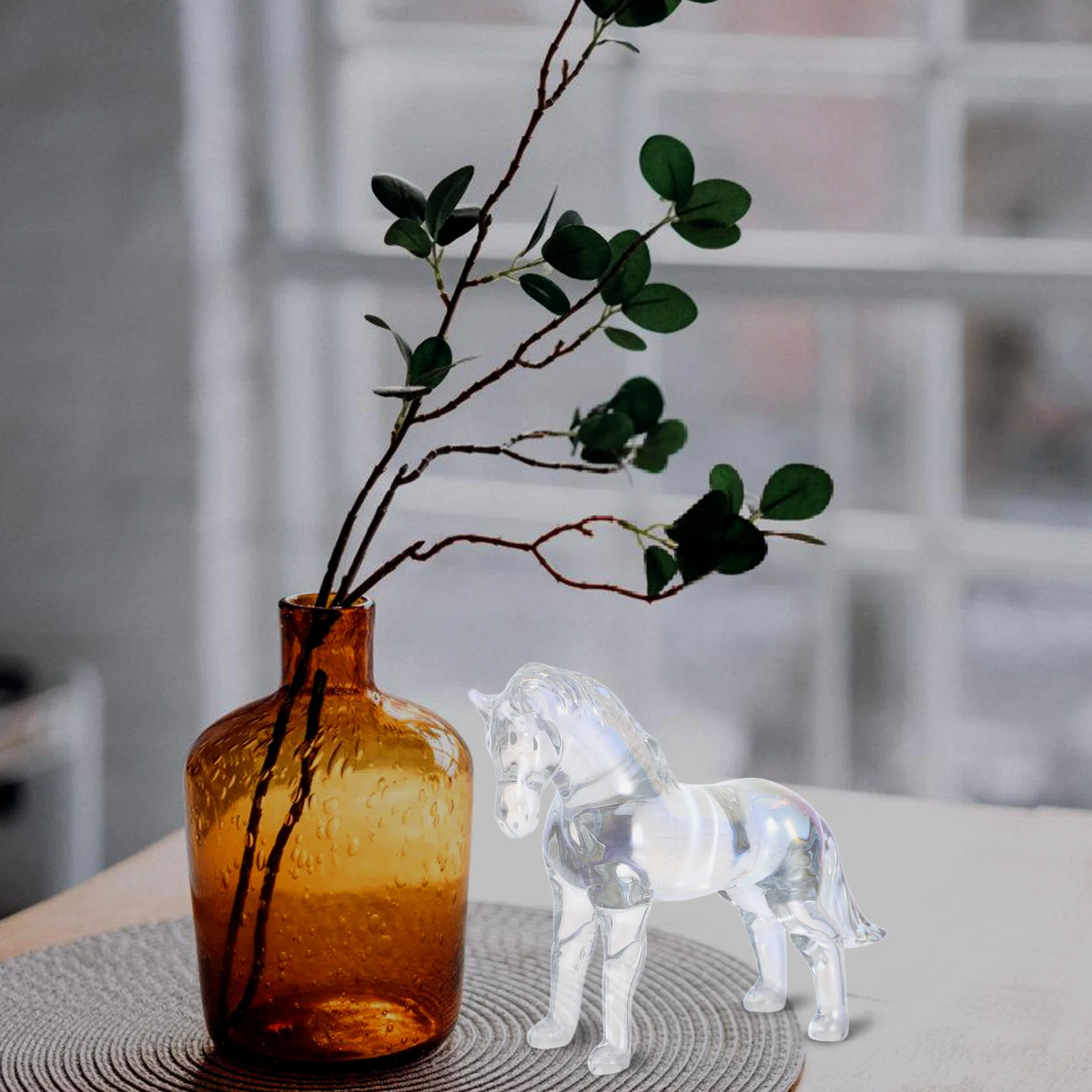 

Crystal Horse Craft Decoration Creative Horse Ornament for Home Office Desk Prosperity Gift Animal Figurines Small Statue