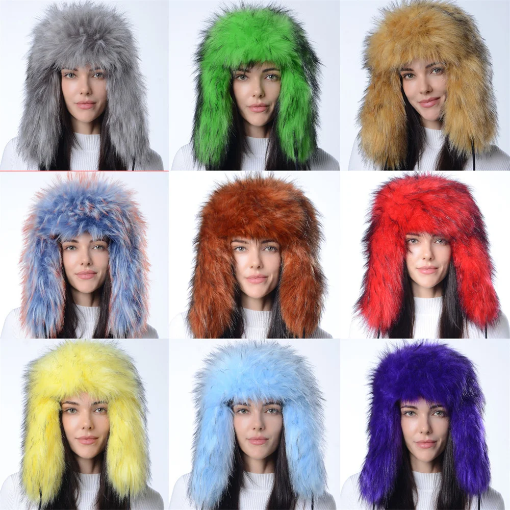 luxury-fluffy-women-faux-fur-hats-for-ladies-earflap-hat-winter-women's-thicken-outdoor-warm-plush-hat-girl-y2k-female-ski-hat