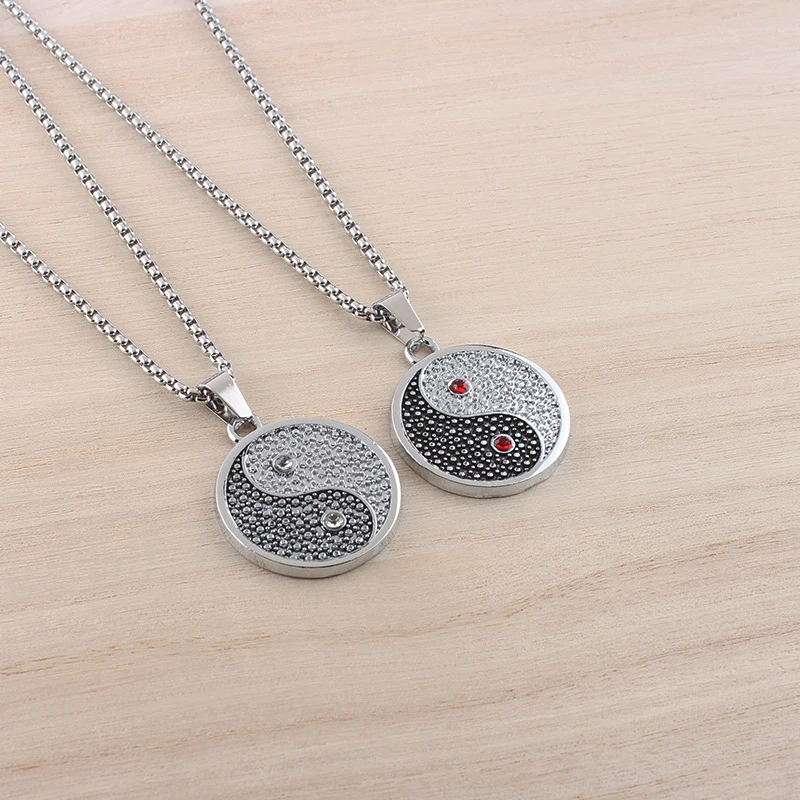 Fashion men's necklace vintage diamond pendant for a trendy sweater chain - current trend jewelry - stainless steel accessory